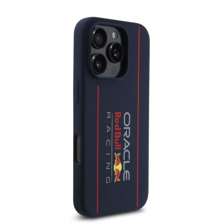 Husa pentru iPhone 16 Pro - Red Bull Racing Silicone Oversize Vertical Logo MagSafe (RBHMP16L24SIOLRV) - Navy