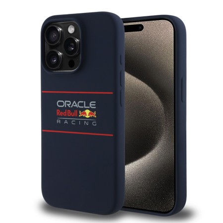 Husa pentru iPhone 15 Pro - Red Bull Racing Silicone Horizontal Centered Logo MagSafe (RBHMP15L24SIHSRV) - Navy