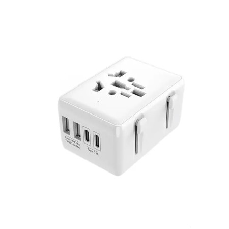 Adaptor pentru Priza PD20W, 2 x USB, 2 x Type-C, EU, UK, AUS, US - Techsuit (HHT203A) - White