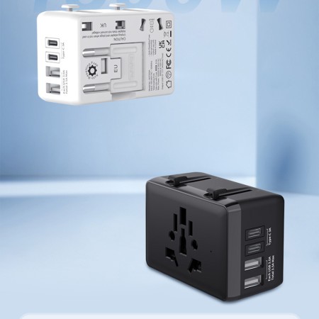 Adaptor pentru Priza PD20W, 2 x USB, 2 x Type-C, EU, UK, AUS, US - Techsuit (HHT203A) - White