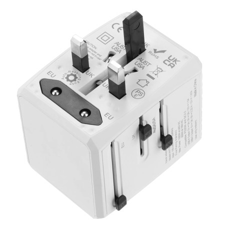 Adaptor pentru Priza PD20W, 2 x USB, 2 x Type-C, EU, UK, AUS, US - Techsuit (HHT904) - White