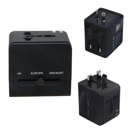 Adaptor pentru Priza PD20W, QC, USB, Type-C, EU, UK, AUS, US - Techsuit (HHT148) - Black