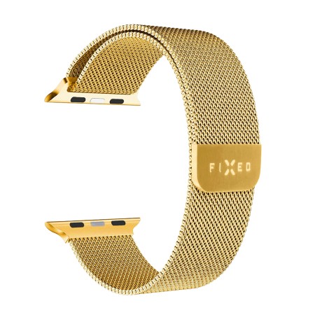 Curea pentru Apple Watch 1/2/3/4/5/6/7/8/9/10/SE/SE 2/Ultra/Ultra 2 (42/44/45/46/49mm) - Fixed Mesh Strap - Gold