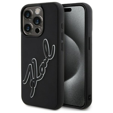 Husa pentru iPhone 15 Pro - Karl Lagerfeld 3D Design - Rubber Signature