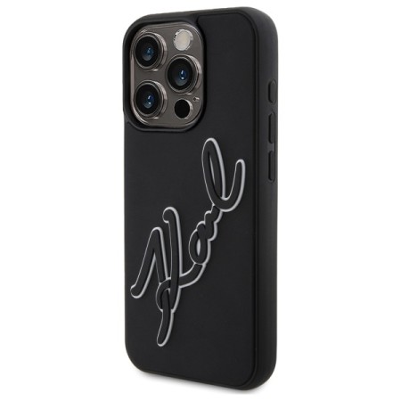 Husa pentru iPhone 15 Pro - Karl Lagerfeld 3D Design - Rubber Signature