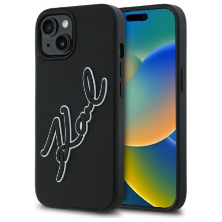 Husa pentru iPhone 15 - Karl Lagerfeld 3D Design - Rubber Signature