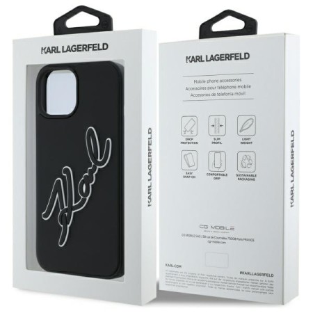 Husa pentru iPhone 15 - Karl Lagerfeld 3D Design - Rubber Signature