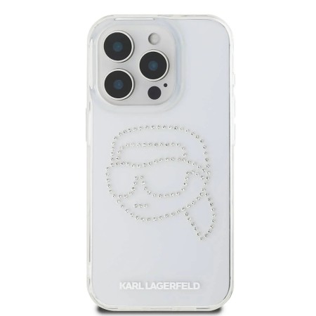 Husa pentru iPhone 16 Pro - Karl Lagerfeld IML Rhinestones - Karl Head Transparent