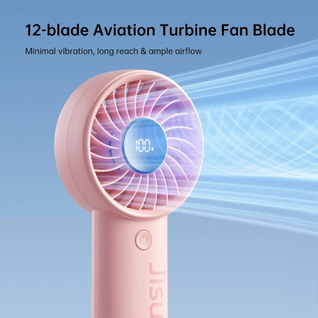 Ventilator Portabil 3600mAh cu Display Digital - JisuLife (Life4) - Pink