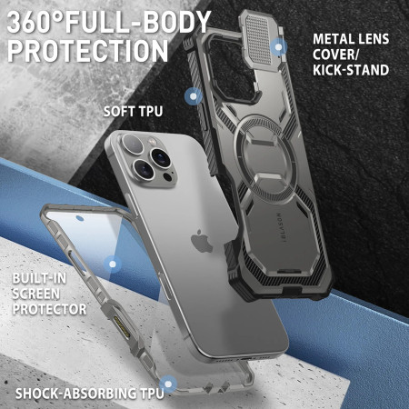 Husa pentru iPhone 16 Pro + Folie - I-Blason Armorbox - Titan Gray