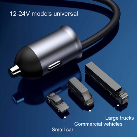 Yesido - Car Charger (Y53) - Ports Extensions, 3x USB, 2x Type-C, QC3.0, 97W, Ambiental Light - Black