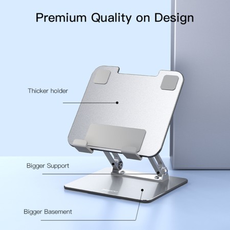 Yesido - Desk Holder (C185) - Foldable Design, Anti-Slip Silicone, for Phone, Tablet 4.5 - 13" - Silver