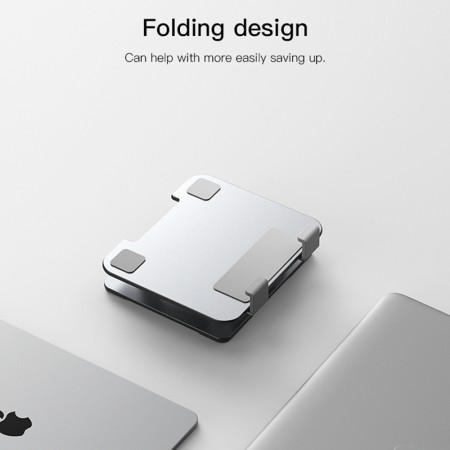 Yesido - Desk Holder (C185) - Foldable Design, Anti-Slip Silicone, for Phone, Tablet 4.5 - 13" - Silver