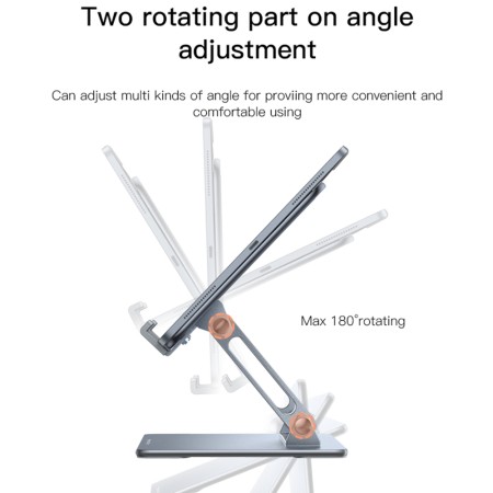 Yesido - Desk Holder (C185) - Foldable Design, Anti-Slip Silicone, for Phone, Tablet 4.5 - 13" - Silver