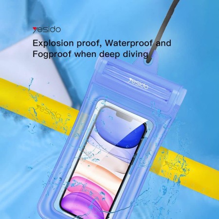 Yesido - Waterproof Case (WB11) - IPX8, for Phone max. 6.8" - Blue