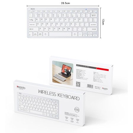 Yesido - Wireless Keyboard (KB11) - Support Multi-Device Sharing, Quick Response - White