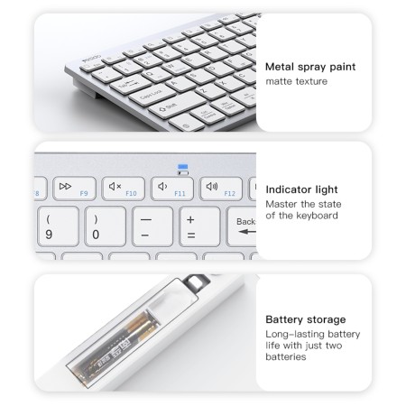 Yesido - Wireless Keyboard (KB11) - Support Multi-Device Sharing, Quick Response - White