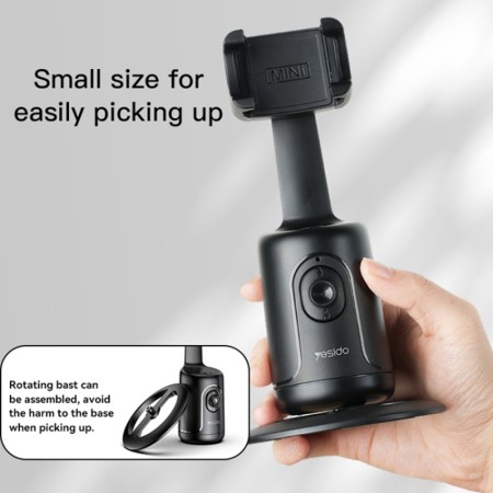 Yesido - Selfie Stick (SF15) - Intelligent Face Recognition, 360° Rotation - Black