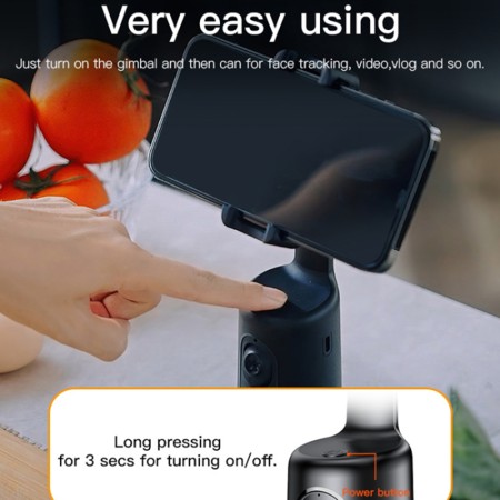 Yesido - Selfie Stick (SF15) - Intelligent Face Recognition, 360° Rotation - Black