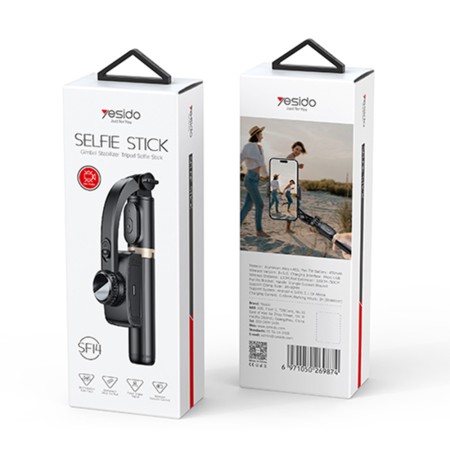 Yesido - Selfie Stick (SF14) - Stable, with Tripod, Stabilizer and Remote Controller - Black