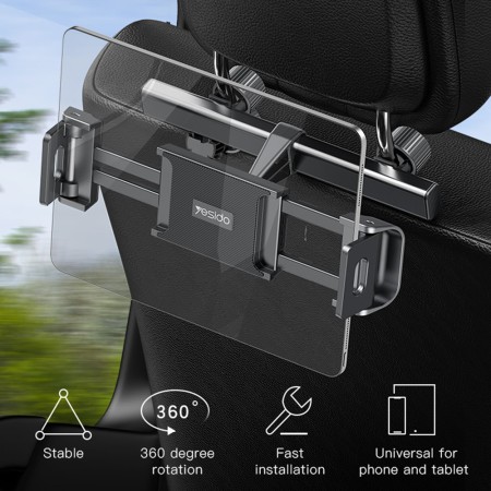 Yesido - Car Holder Prospering (C135) - Phones, for Headrest - Black