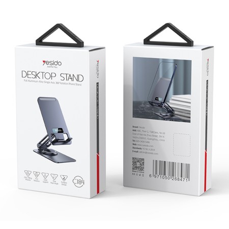 Yesido - Desk Holder (C184) - for Phone, Tablet, Foldable, Aluminum Alloy - Grey