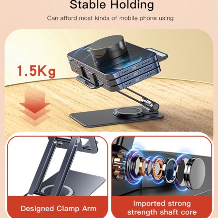 Yesido - Desk Holder (C184) - for Phone, Tablet, Foldable, Aluminum Alloy - Grey