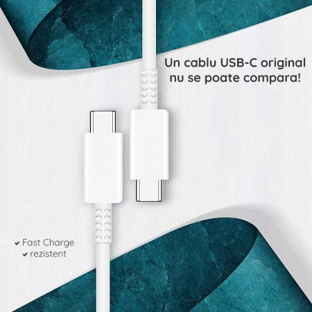 Cablu de Date USB-C to Type-C Super Fast Charging 5A, 1m - Samsung (EP-DN975BWEGWW) - White (Blister Packing)