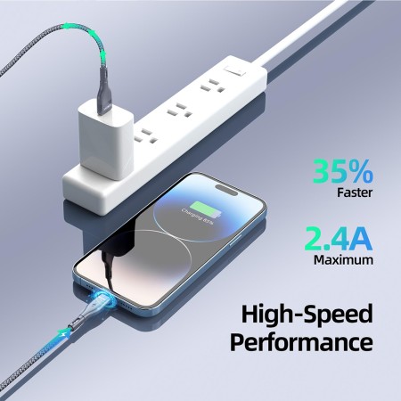 Cablu de Date Lightning Fast Charging 2.4A, 12W, 480Mbps, 1m - Duzzona (A7) - Grey