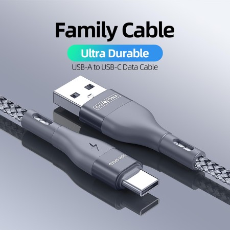 Cablu de Date Type-C Fast Charging 2.4A, 12W, 480Mbps, 1m - Duzzona (A8) - Grey