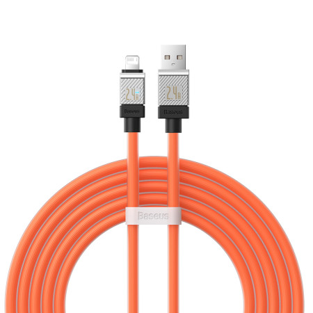 Cablu de Date USB la Lightning Incarcare rapida, 2.4A, 2m Baseus CoolPlay Series, Orange