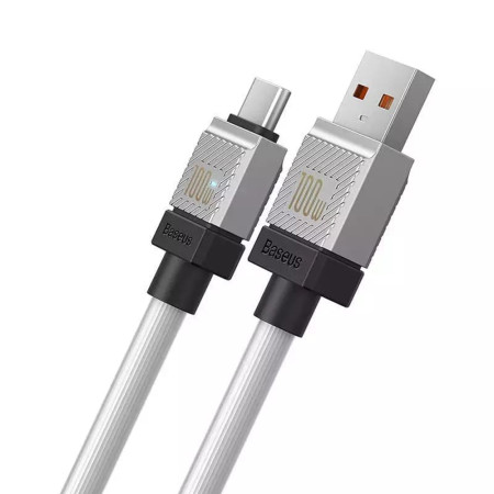 Cablu de Date USB la Tip-C Incarcare Super Rapida PD100W, 2m Baseus CoolPlay, White
