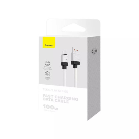 Cablu de Date USB la Tip-C Incarcare Super Rapida PD100W, 2m Baseus CoolPlay, White