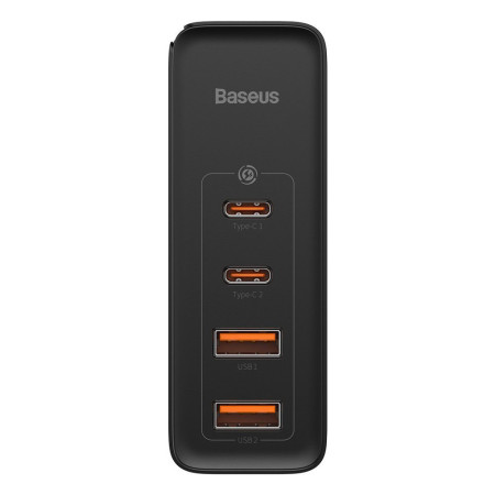 Incarcator 2x USB-C PD 100W, 2x USB-A QC3.0 cu Cablu Tip-C la Tip-C Baseus (CCGAN2P-L01), Negru