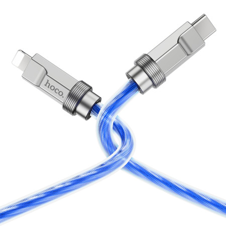 Cablu Tipe-C la Lightning 20W 1m Hoco Crystal, Blue