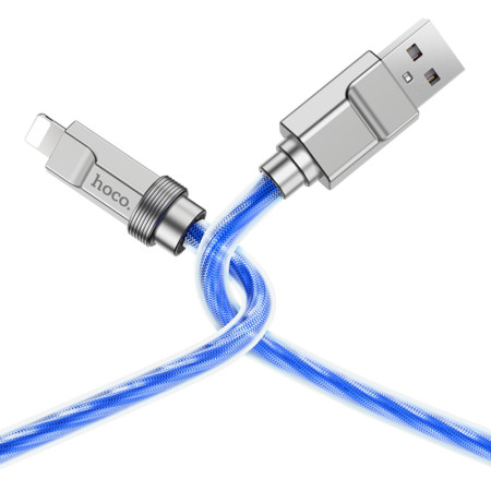Cablu USB la Lightning, 2.4A, 1m Hoco Crystal (U113), Blue