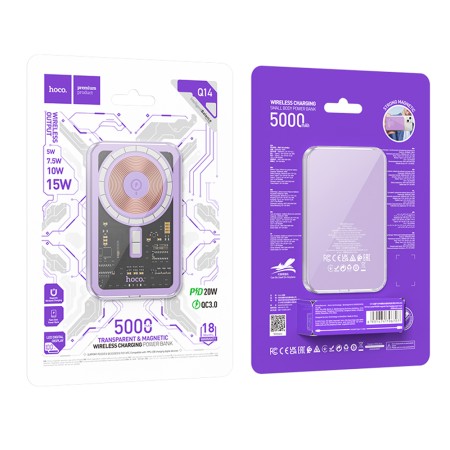 Baterie Externa pentru iPhone, PD20W, 5000mAh - Hoco Ice Crystal (Q14) - Purple