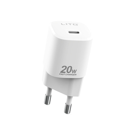 Incarcator Retea Lito Tipe-C PD20W Fast Charging pentru iPhone, Samsung, iPad, Alb