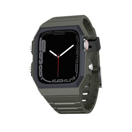 Husa compatibila Apple Watch 4 / 5 / 6 / SE / SE 2 / 7 / 8 / 9 44mm,45mm si Curea Sport RuggedArmor Green