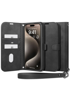 Husa pentru iPhone 15 Pro Max, Spigen Wallet S Pro, Black