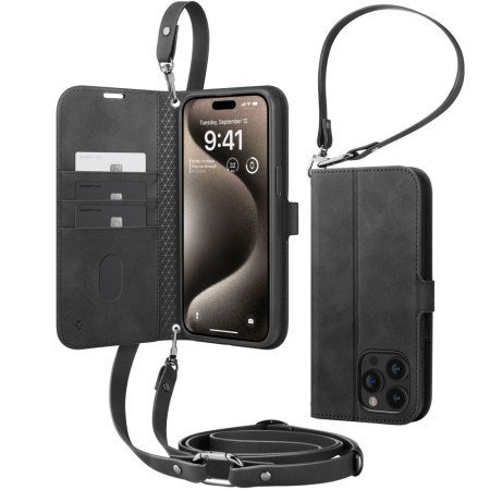 Husa pentru iPhone 15 Pro Max, Spigen Wallet S Pro, Black