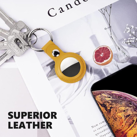 Husa pentru AirTag, Secure Leather Holder, Yellow