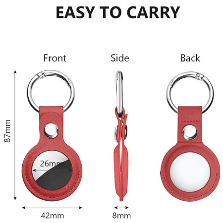 Husa pentru AirTag, Secure Leather Holder, Red