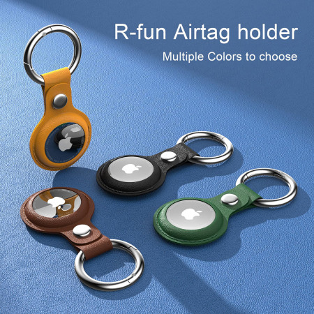 Husa pentru AirTag, set 4 buc., Secure Leather Holder, Multicolor