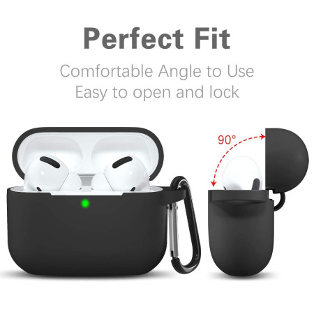 Husa compatibila Apple AirPods Pro 1 / 2, Silicone, Smooth Ultrathin, Black