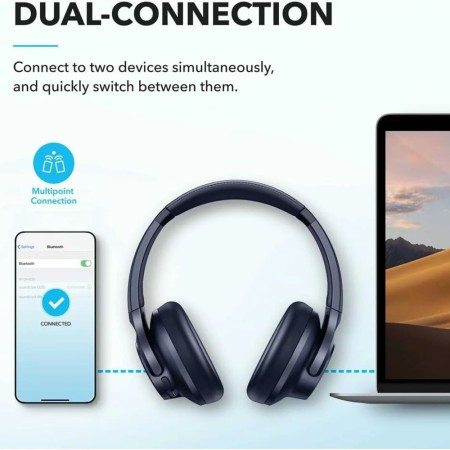 Casti Bluetooth on-ear Hybrid Active Noise Cancelling - Anker (A3004G31) - Blue