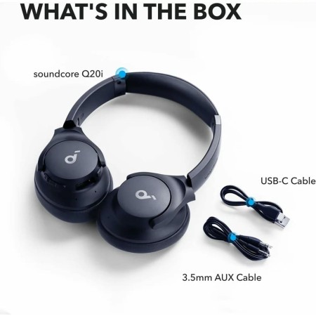 Casti Bluetooth on-ear Hybrid Active Noise Cancelling - Anker (A3004G31) - Blue