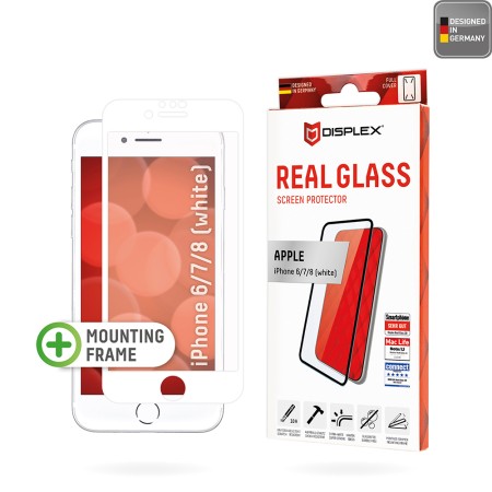 Folie pentru iPhone 6 / 6S / 7 / 8 / SE 2, SE 2020 / SE 3, SE 2022 - Displex Real Glass Full Cover - White