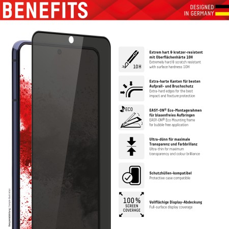 Folie pentru Samsung Galaxy S22 Ultra 5G - Displex Real Glass Privacy Full Cover - Black