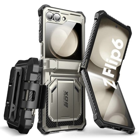 Husa pentru Samsung Galaxy Z Flip6 + Folie - I-Blason Armorbox - Titan Gray